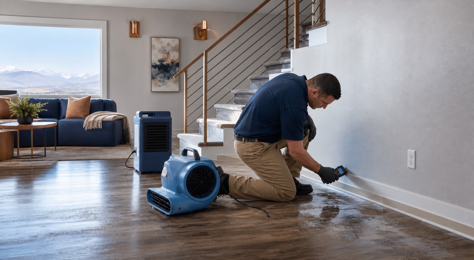 Moisture assessment and drying equipment in a Colorado home